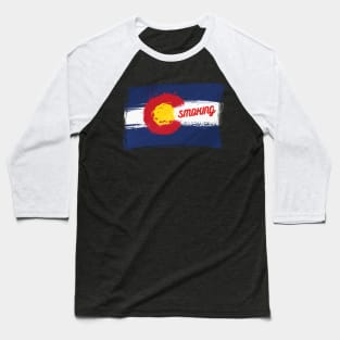 COLORADO STATE FLAG COLORADO IS SMOKING Baseball T-Shirt